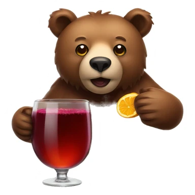 Bear with mulled wine  sticker