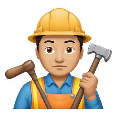photorealistic kazakh worker middle age with 
hammer sticker