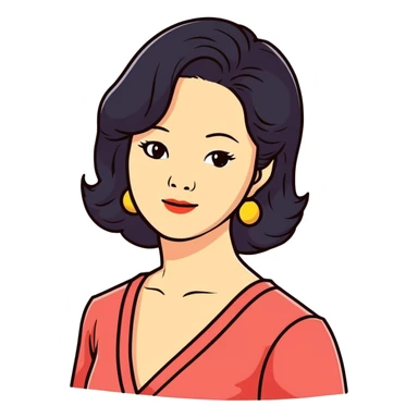Teresa Teng legendary singer with classic 70s-80s style, chest up portrait sticker