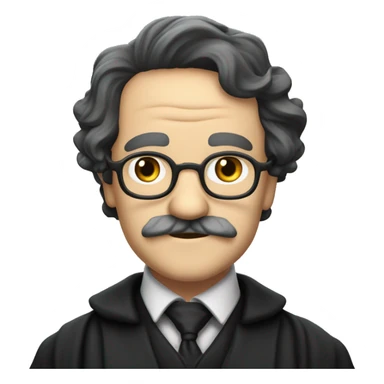 Professor Filius Flitwick with straight black hair and a mustache sticker