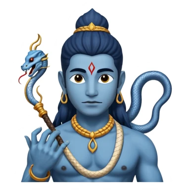 Mahadev real god  shiv not like cartoon  blue body and trishul and and had damru and nack around sanke  sticker