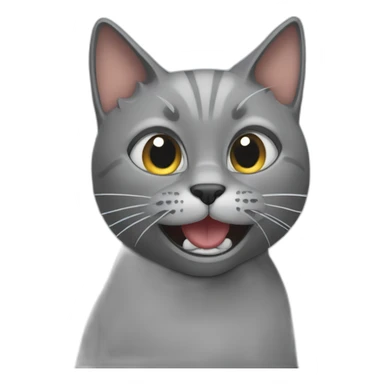 A grey cat throwing up sticker