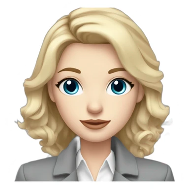 pale skin woman interior designer with cold blonde middle length hair, blue eyes, White blouse, Gray oversize jacket, Gray skirt holding a color palette in the hands sticker