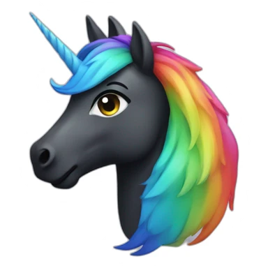black rainbow unicorn head sticker