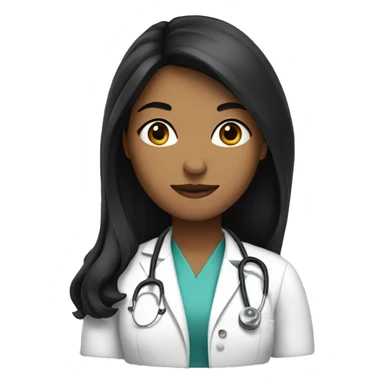 Female doctor with black long hair sticker