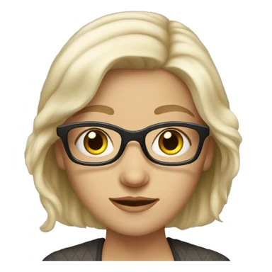Blonde-haired, white-haired girl with glasses and brown eyes sticker