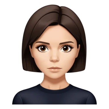 Victoria Beckham circa 1997 with short, dark brown, bob haircut parted down the center sticker