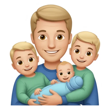 white man with three babies sticker