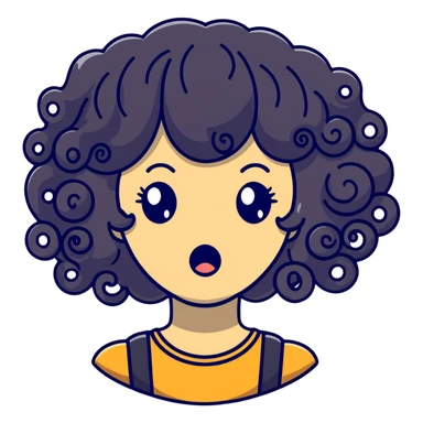 shocked face with a curly wig sticker