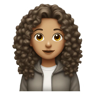 Brunette Girl wearing a sweatshirt curly hair sticker