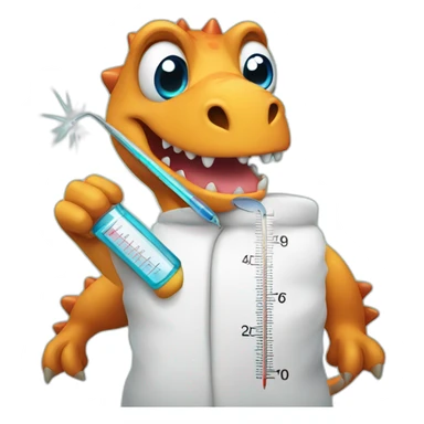 fever dinosaur with thermometer sticker