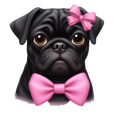 black pug wearing pink bow sticker