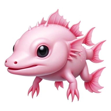 Cinematic Noble Axolotl Portrait Emoji, Poised and regal, with a slender, graceful build and smooth, pale pink skin adorned with feathery external gills, deep-set soulful dark eyes, Simplified yet sharp and sophisticated features, highly detailed, glowing with a soft, ethereal glow, high shine, intelligent and enigmatic, stylized with an air of aquatic elegance, focused and attentive, soft glowing outline, capturing the essence of a watchful and mystical creature, so majestic it feels as though it could glide out of the screen with effortless authority! sticker