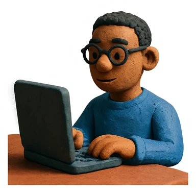 claymation style light skin black computer analyst sticker