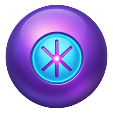 glowing sphere with blue and purple light inside, symbol of energy core, dark background, emoji style, 1:1 sticker