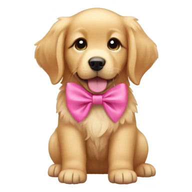 Golden retriever puppy with pink bow sticker