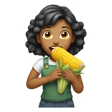 Girl eating corn sticker