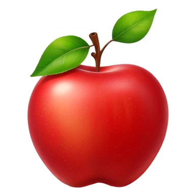 The image shows a bright red, glossy, and plump apple that looks fresh and delicious. A large bite has been taken out of the right side, revealing the juicy. At the top of the apple, the stem is still attached along with a fresh green leaf, adding a natural and lively touch. The pure white background makes the vibrant red color and the round shape of the apple stand out even more. sticker