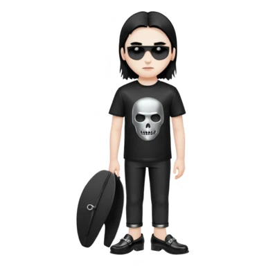 A black metal fan who is going on holiday wearing shiny black leather loafers sticker
