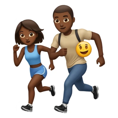 A black robber with girl over shoulder while running as a emoji sticker