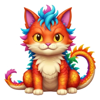 cria um emoji com um gato a abraçar um dragao sticker