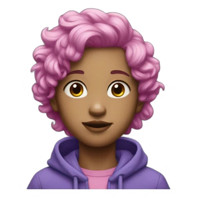 A voy whit purple skin AND pink hair, 3 pink eyes AND Green AND blue swetter sticker