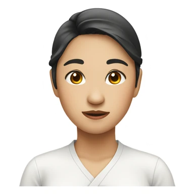 Asian girl wearing white shirt with hair spilt on both sides  sticker