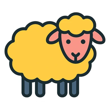 a simple sheep, color outline icon style sticker