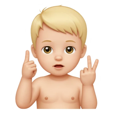 Baby putting up middle finger sticker