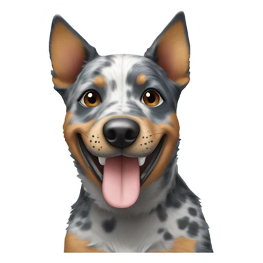 Blue specked Australian cattle dog with one ear down smiling  sticker