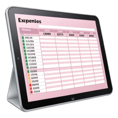 Light Pale Pink Expenses Money tracker Documents Excel Computer sticker