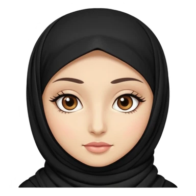 hijab with dark brown eyes and long lashes with and light  skin sticker