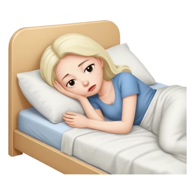 A woman lying in bed cannot fall asleep. She is really tired and exhausted sticker