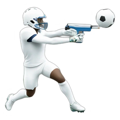 White European football player shooting in but sticker