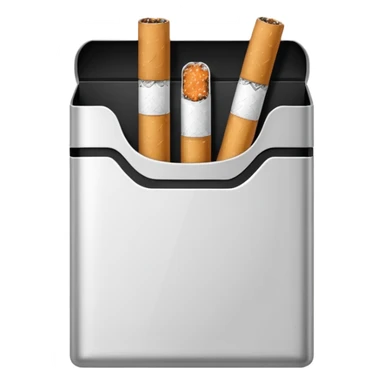Minimalistic cigarette pack emoji, metallic black and white sticker