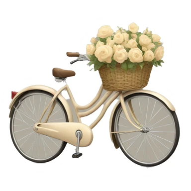Vintage beige bike with a basket and flowers  sticker