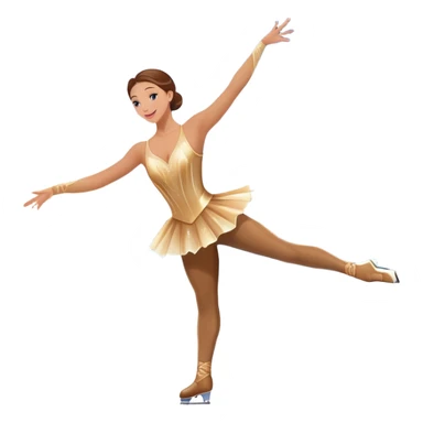 An icon featuring a graceful figure skater performing a spin on the ice. The background includes a grand ice rink palace with shining spotlights and cheering spectators in the stands. Transparent background highlights the elegance and artistry of figure skating sticker