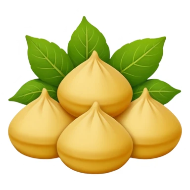 Georgian cuisine avatar in bright emoji-style illustration. Khinkali and herbs, rich golden and green colors, simple shapes, flat design, strong character. Without human sticker