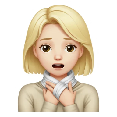 Blonde girl with her hand crossed wrapped around her neck with her mouth gaping open sticker