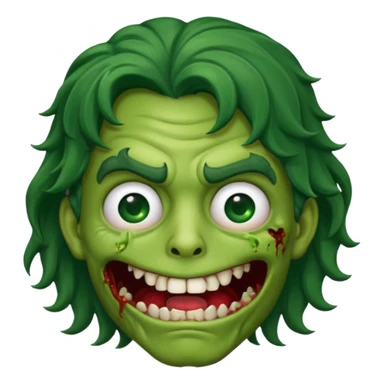 zombi emoji man with a wavy medium hair, mouth, nose, green skin, black shirt sticker
