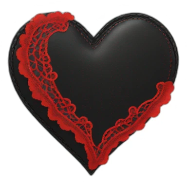Black leather heart with red lace border sticker