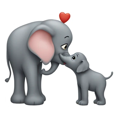 dog kissing an elephant  sticker