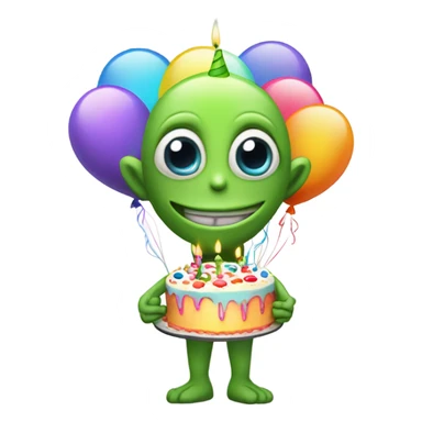 Alien saying happy birthday  sticker
