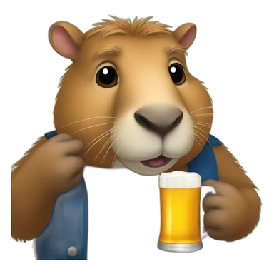 A capybara holding a beer sticker