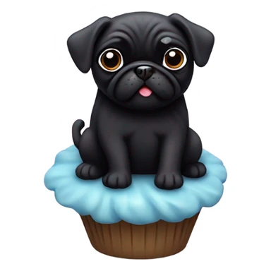 Black pug cupcake sticker