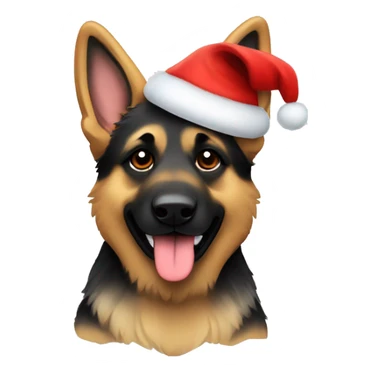 fluffy german shepherd in santa hat  sticker