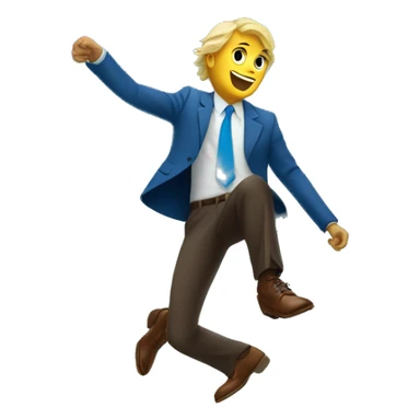 Blonde man in blue suit and brown shoes with money falling from sky sticker