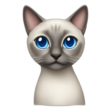 Grey cat Siamese with blue eyes with Christmas three sticker