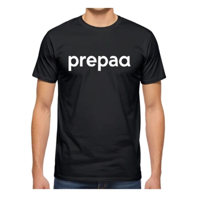black short-sleeve T-shirt with the words “prepa udem” printed in small white text on the chest. The shirt has a simple, casual fit and a clean, minimalist look. sticker