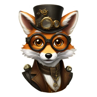 fox with glasses steampunk sticker